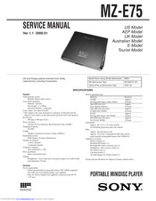 Sony MD Walkman MZ-E75 Service Manual