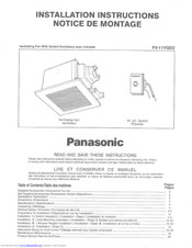Panasonic FV-11VQD2 Installation Instructions Manual
