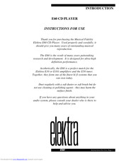 ELEKTRA E60 Instructions For Use Manual