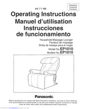Panasonic EP1010 - MASSAGE LOUNGER Operaing Instructions