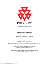 Polycom EFIR10 Instruction Manual