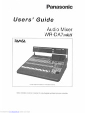 Panasonic WRDA7A - DIGITAL AUDIO MIXER User Manual