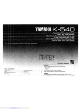 Yamaha K-540 Owner's Manual