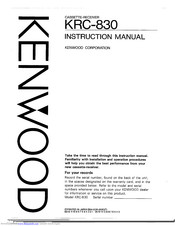 KENWOOD KRC-830 Instruction Manual
