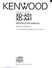 KENWOOD XD-A41 Instruction Manual