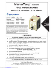 Pentair Pool Products MasterTemp 400HD Operation And Installation Manual