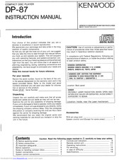 KENWOOD DP-87 Instruction Manual