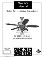 Monte Carlo Fan Company 5SCR60BR3-L Owner's Manual
