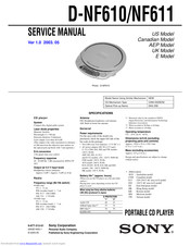 Sony D-NF611 - Portable Cd Player Service Manual