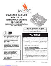 MHSC TPB30NV Installation And Operating Instructions Manual