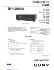 Sony TC-WE625 - Dual Auto Reverse Cassette Service Manual