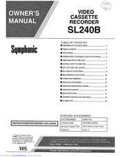 Funai Symphonic SL240B Owner's Manual