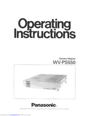 Panasonic WV-PS550 Operating Instructions Manual