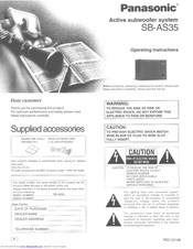 Panasonic SB-AS35 Operating Instructions Manual