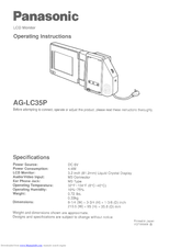 Panasonic AG-LC35P Operating Instructions Manual