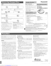 Panasonic SLSX281C - PORT. CD PLAYER Operating Instructions Manual