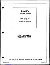 Clear-Com RM-120A Instruction And Service Manual