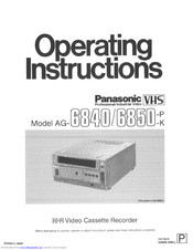 Panasonic AG-6850K Operating Instructions Manual