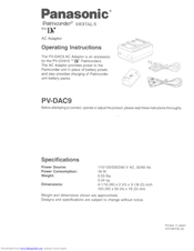 Panasonic Palmcorder PV-DAC9 Operating Instructions Manual