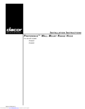 Dacor Preference PHW361 Installation Instructions Manual