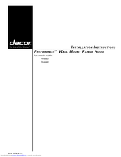 Dacor Preference PHW301 Installation Instructions Manual