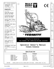 Billy Goat TERMITE TKD502ICQ Operator Owner's Manual