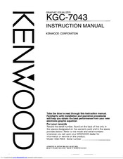 KENWOOD KGC-7043 Instruction Manual