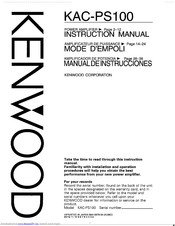 KENWOOD KAC-PS100 Instruction Manual