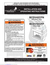 Continental Fireplaces BCDV42CFN Installation And Operating Instructions Manual