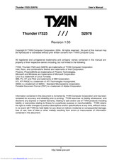 TYAN Thunder i7525 S2676 User Manual
