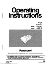 Panasonic DE-852D Operating Instructions Manual