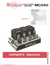 McIntosh MC24O Owner's Manual