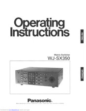 Panasonic WJSX350 - MATRIX SWITCHER Operating Instructions Manual