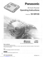 Panasonic SVSR100 - SD AUDIO RECORDER Operating Instructions Manual