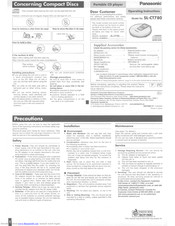 Panasonic SLCT780 - PORT. CD PLAYER Operating Instructions Manual