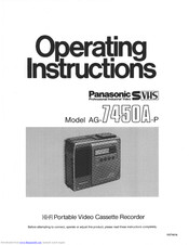 Panasonic AG7450AP - HI-FI VCR/BRC Operating Instructions Manual