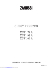 Zanussi ZCF 92 A Operating And Installation Manual