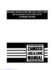 Zanussi CH 93 Instructions For The Use And Care