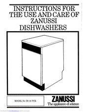 Zanussi DS 16 TCR Instructions For Use And Care Manual