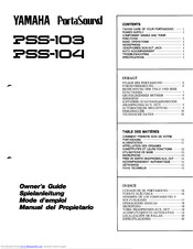Yamaha PortaSound PSS-104 Owner's Manual