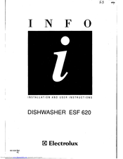 Electrolux ESF 620 Installation And User Instructions Manual