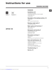 Ariston ARTXD 109 Instructions For Use Manual