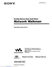 Sony NW-MS70D - Network Walkman Operating Instructions Manual