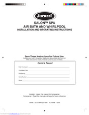 Jacuzzi SALON Installation And Operating Instructions Manual