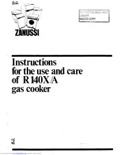 Zanussi R140X Instructions For Use Manual