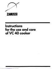 Zanussi VC 40 Instruction Booklet