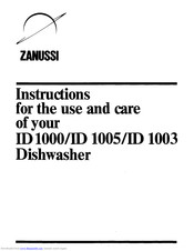 Zanussi ID 1005 Instructions For Use Manual