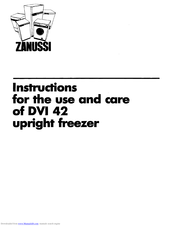 Zanussi DVi 42 Use And Care Instruction