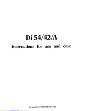 Zanussi Di 54/42/A Instructions For Use And Care Manual