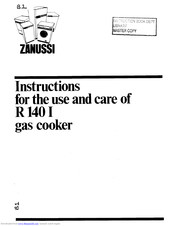 Zanussi R 140 I Instructions For Use And Care Manual